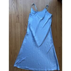 Jones New York 90s Baby Blue Satin Slip Dress Midi